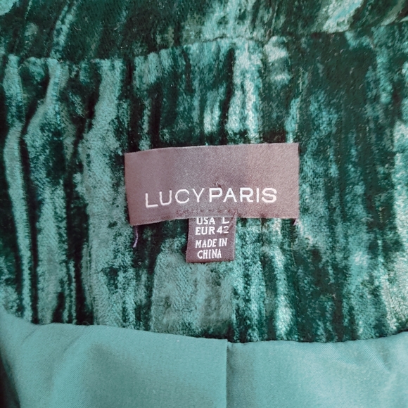 LUCY PARIS PETRA CRUSHED VELVET BLAZER, GREEN L - Picture 13 of 15